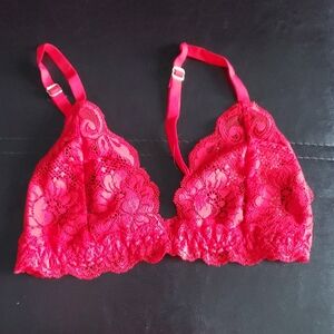 Free People Red Lace Triangle Bralette